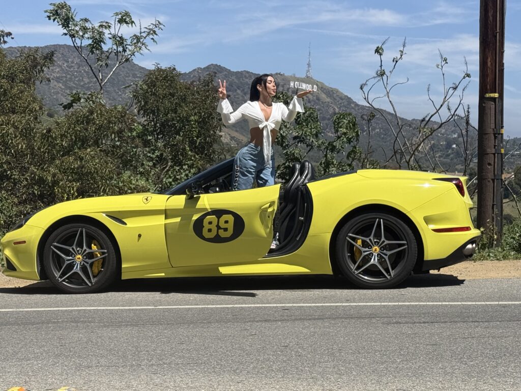 Yellow Ferrari Los Angeles Hollywood Sign Driving Tour