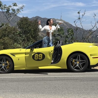 Yellow Ferrari Los Angeles Hollywood Sign Driving Tour